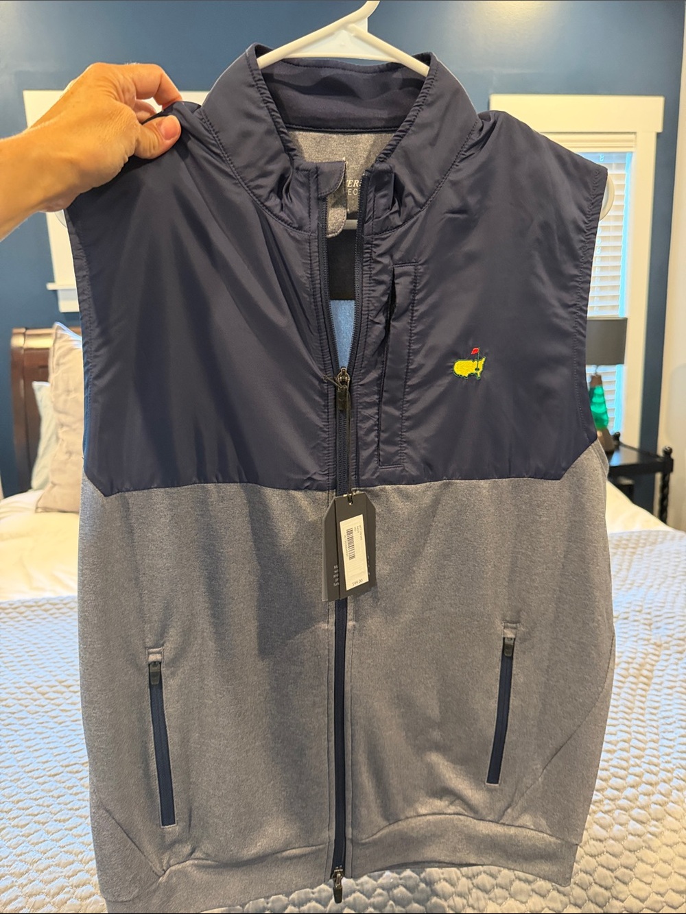 Men's Navy & Gray Sleeveless Golf Vest with Embroidered Logo